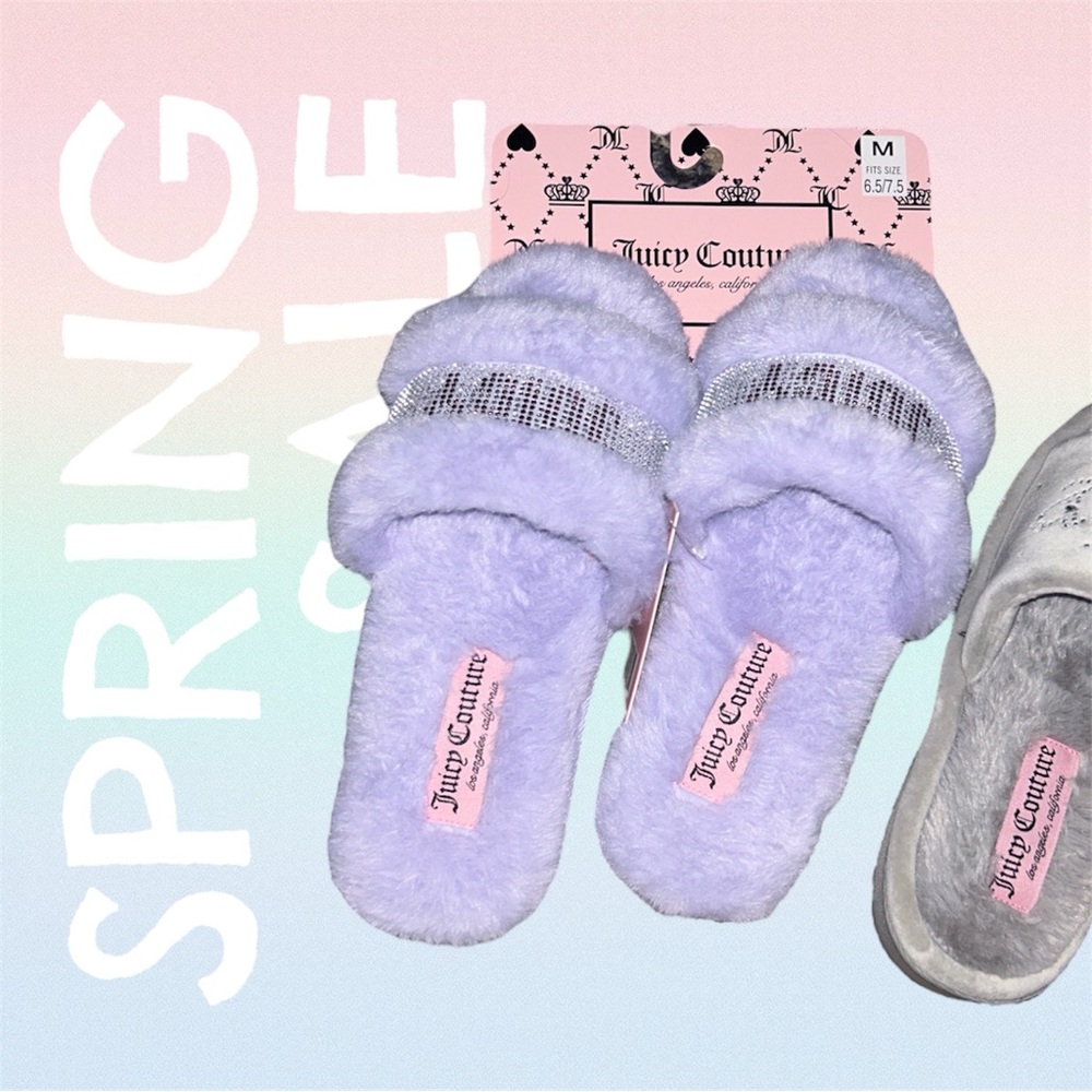 Juicy Couture Lavender Plush Slippers M